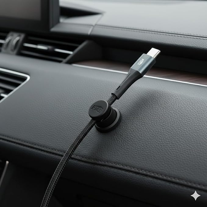FICS 4PCS Cable Management Cord Holder Organizer, Magnetic Adhesive Cable Clips Wire Keeper for Desktop, Under Desk, Wall, Car, Office & Home