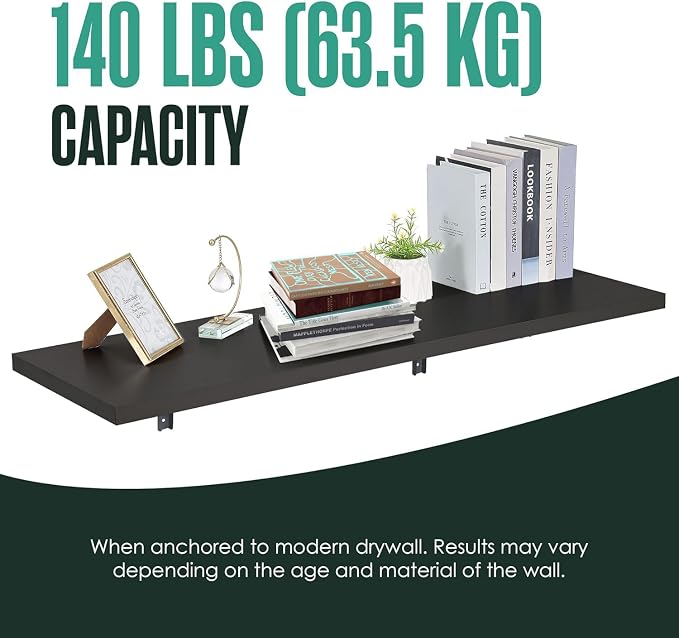Houseables Wall Mounted Desk, Murphy Desk, Wall Mounted Folding Table, Laundry Folding Table, Fold Down Work Bench, Foldable Mount Station, Floating Bar, Hanging, Dining, Kitchen, Clothes, 48x16 Black