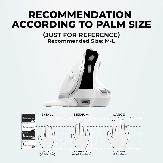DELUX Seeker Ergonomic Mouse Wireless, Vertical Mouse with OLED Screen, 6 Buttons&Thumb Wheel Function, Silent Click, Up to 7200DPI, Programmable, Rechargeable, BT/2.4G/Wired, RGB Light(M618XSD-White)