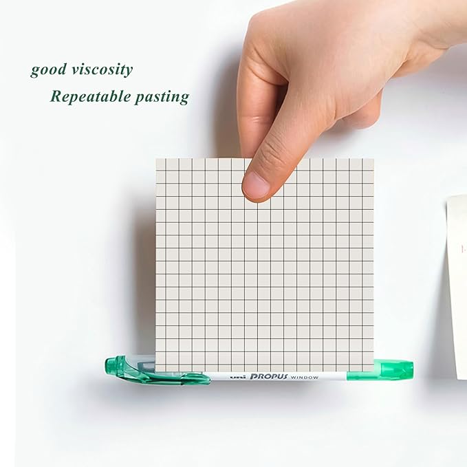 NatureTouch Sticky Notes 6 Packs, 3 x 3 Inches Adhesive Self-Stick Notes in Eye Protection Paper, Multiple Designs of Memo Pads for Reminders, Office, Home, School, Meeting, 80 Sheets/Pad,White,Grid