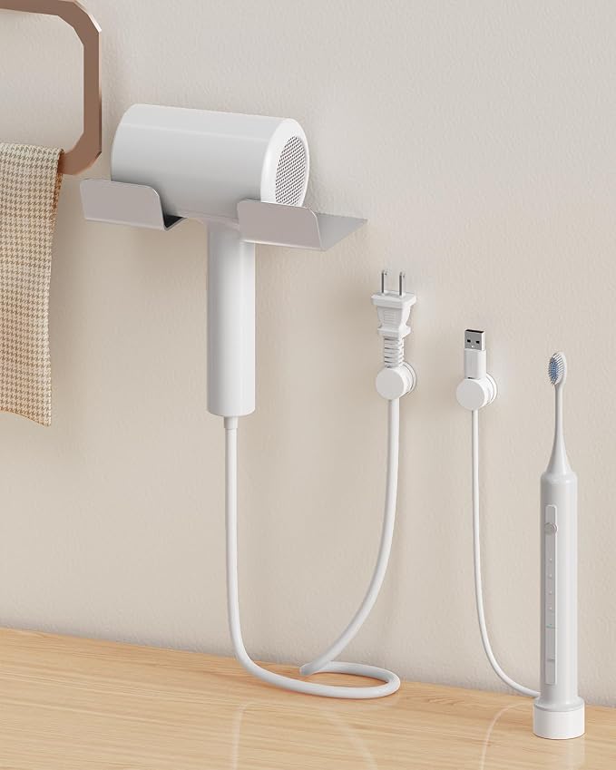 Inchor Cord Organizer, Rotatable Cable Organizer 8 Pack, No-Residue Adhesive Spring Cable Clips, Cord Holder for Nightstand, Kitchen, Office Accessories and Car (White)
