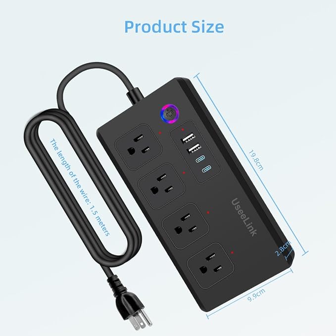 UseeLink Smart Power Strip Surge Protector 16A, Smart Plug that Compatible with Alexa & Google Home, WiFi Outlets with APP Voice and Remote Control, 2.4G Only, ETL FCC Listed, No Hub Needed