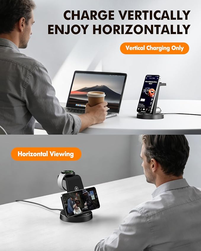 Wireless Charger for Samsung: 3 in 1 Charging Station for Samsung S26/S25/S24/S23/S22/S21, Note 20/10, Z Fold 6/5, Galaxy Buds 4/3/2 Pro, Galaxy Watch Ultra/8/7/6/5-Android & iPhone 15W Charging Dock