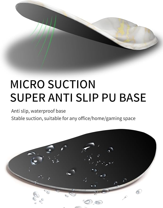 Palm-Rest and Wrist-Hugging Mouse Pad Wrist Rest, Ergonomic Wrist Support with Curve Fitting Cushioned Memory Foam for Carpal Tunnel Pain Relief, 9.9 x 8.3 Inch, Platinum Marble