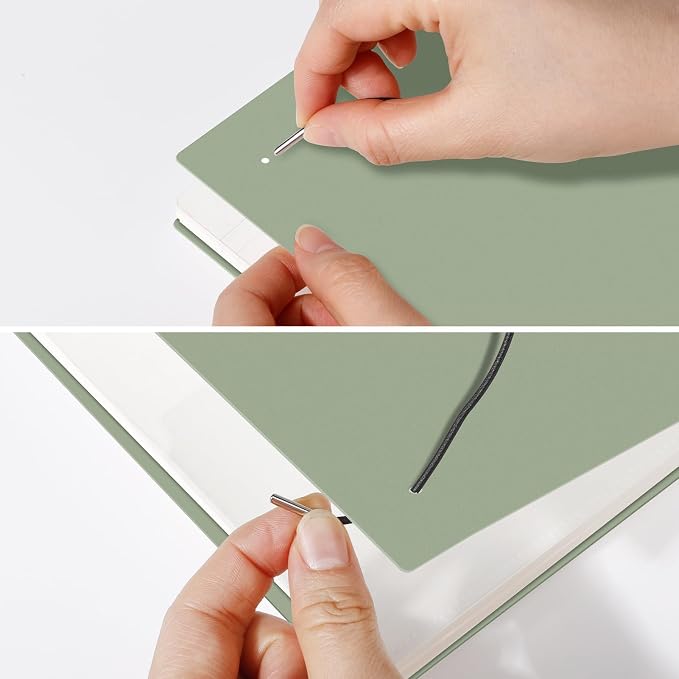 AHGXG Dotted Journal - Dot Grid Spiral Notebook B5, 140 Pages, 100 GSM Thick Paper, Waterproof Plastic Cover Journals for Bullet Journaling, Sketching, 7.6" x 10", Sage Green