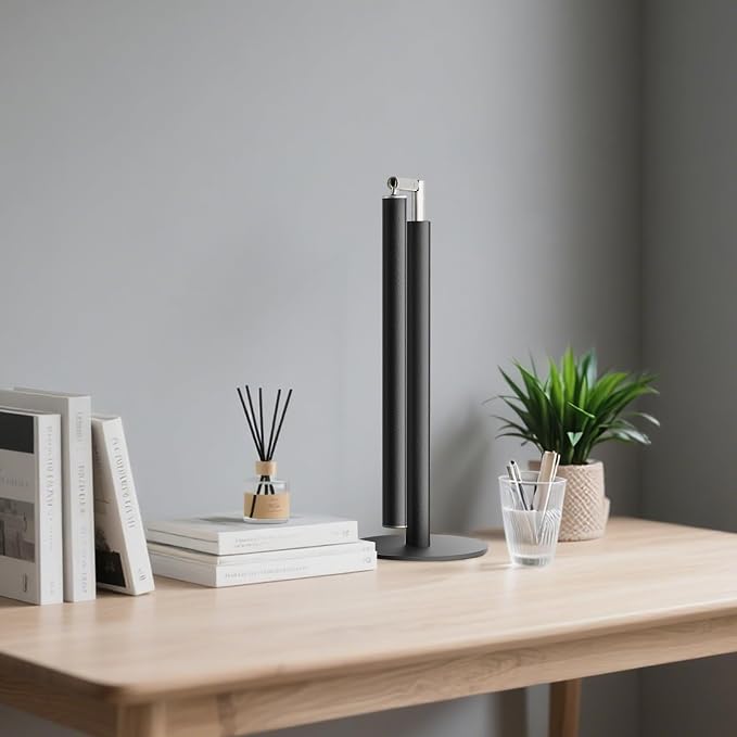 Metal LED Desk Lamp for Home Office - Foldable Industrial Desk Light with Base, 16" Dimmable Table Lamp for Reading, 4 Color Temps, 15W Modern Desktop Lamp for College Dorm Study Task Work