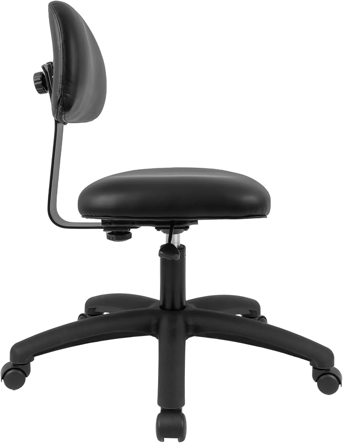 FSS Series Square seat Low (17"-22") seat Height Chair. Vinyl-for Office, Garage, Desk, Shop, Computer, Doctor, Medical, Easy to Clean! NO Footring (Black, Low, _Standard Casters)