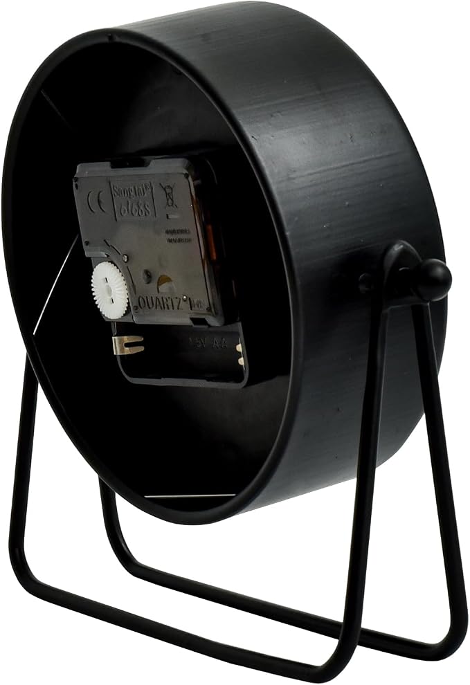 EMAX HOME Small Black Desk and Shelf Clock, 5.9*6.9 Inch Retro Elegant Tabletop Clock with Glass Cover, Silent Non-Ticking Battery Operated Decorative Clock for Living Room, Office, Bedroom, Gift Idea