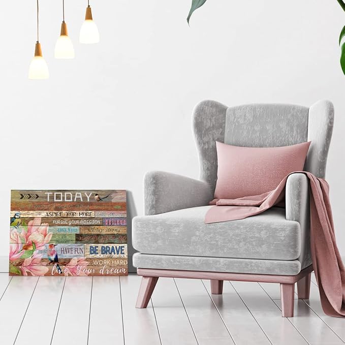 Today is a New Day Inspirational Wall Art for Office Quotes Theme Wall Decor for Women Motivational Canvas Prints Framed Magnolia Picture Poster for Bedroom Inspirational Mothers Day Gifts 12x16