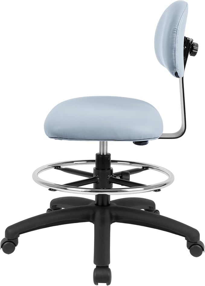 FSS Series Square seat Mid (19"-27") seat Height Chair. Vinyl-for Office, Garage, Desk, Shop, Computer, Doctor, Medical, Easy to Clean! 18" Footring (Gray, Mid Stool, _Standard Casters)
