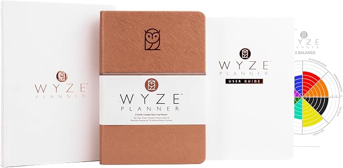 Wyze Planner Undated Daily Planner – 6-Month A5 Productivity Organizer with Full Page Per Day, ADHD Friendly, Hourly Schedule, Goal Setting, Habit Tracker, Weekly & Monthly Pages – Hardcover Time Management Notebook (Rose Gold)