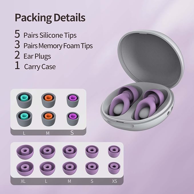 Ear Plugs for Sleeping, 25-29dB Soft Silicone Ear Plugs for Side Sleepers | Moldable Sleeper Friendly Design, Reusable Comfortable Earplugs for Snoring, Travel, Study, Focus, Airplane, Festivals