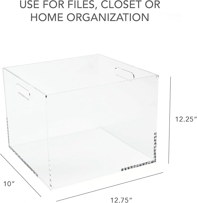 russell+hazel Acrylic Hanging File Box Organizer, Letter Size, Clear | Files letter-size folders in clear acrylic style. Doubles as chic storage for the home office, bathroom or pantry.