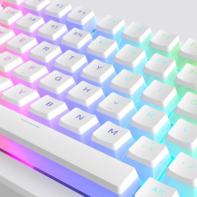 Womier Pudding Keycaps, PBT Shine Through Keycaps 165 Keys Set Custom Key caps Set OEM Profile, Universal Compatiability for 100%, 75%, 65%, 60% Keyboard-White