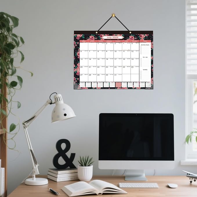 Lateefah Desk Calendar 2025, Large 12'' x 17'' Desk Calendar 2025-2026, 18 Month Desktop Wall Calendars for Home & Office, Use July 2025 to Dece 2026