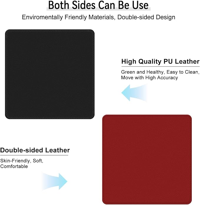 Dual Sided Leather Desk Mat - Waterproof Desk Pad - Ideal for Large Mouse Pad and Desk Mats on Top of Desks (Black, 11"*8")