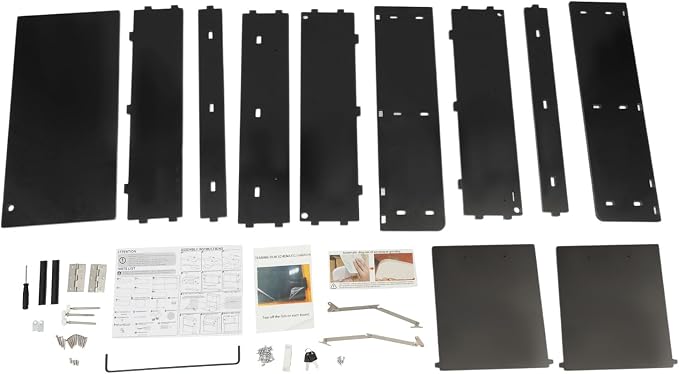 Wall Mounted Folding Desk with LED Light, Space-Saving Laptop Table for Home Office, Writing Workstation with Storage Shelves and Drawer, Floating Cabinet, 58x20x60cm (Black)