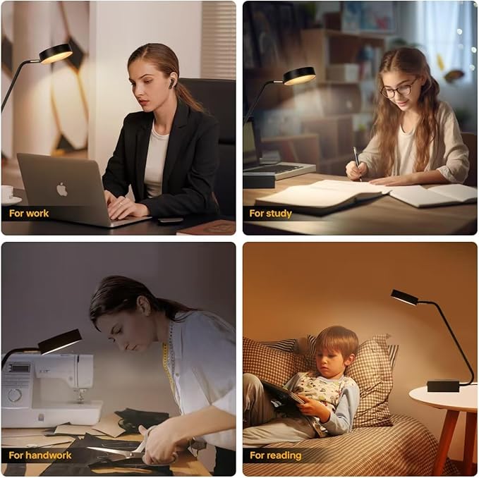 LED Desk Lamp with Wireless Charger,Industrial Table Lamp with 2 USB Charging Ports,Modern black table lamp,Adjustable lamp Head,Button Switch,Suitable for Bedroom Living Room Office,Study Black