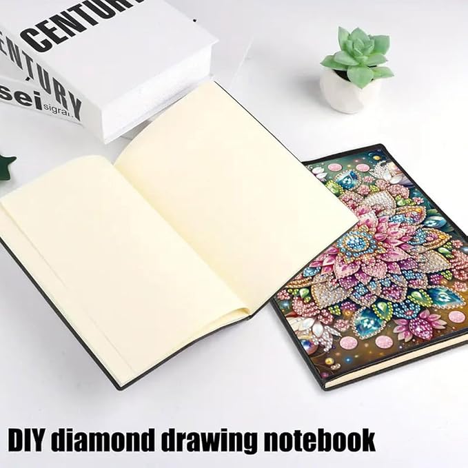 FRANDEK A5 50-Page DIY Mandala Diamond Art Painting Notebook with Beautiful Patterns, Special Shaped Diamond Art Craft for Beginners Adults Gift