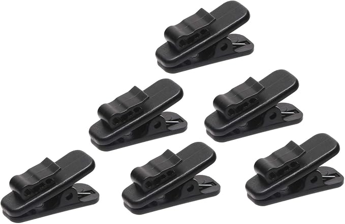 Mini Skater 1 Inch Length Small Earphone Wire Clips Headphone Mount Cable Clothing Clip Earbud Clip to Keep Earphone/Microphone Cord in Place for 1.5mm Wire Diameter Round Wire Earphones,6Pcs (Black)