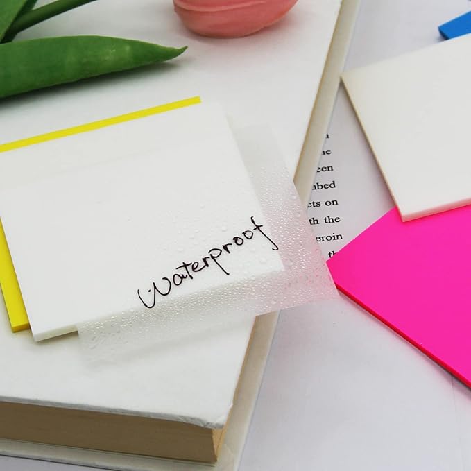 400 Sheets Pastel Transparent Sticky Notes, 3x3 inch See Through Sticky Notes, for Reading Writing Notes Book Markers, Office School Supplies, 50 Sheets/Pad (8 Pads)