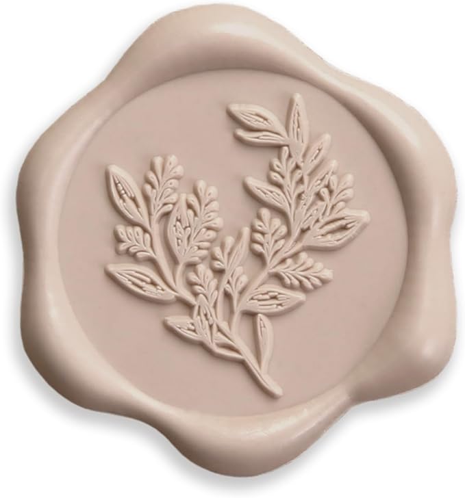 UNIQOOO Wax Seal Stickers - Eucalyptus Wedding Invitation Envelope Seal Stickers, 100 Pcs Self- Adhesive Taupe Stickers, Perfect for Invitation, Christmas, Gift Wrapping, Party
