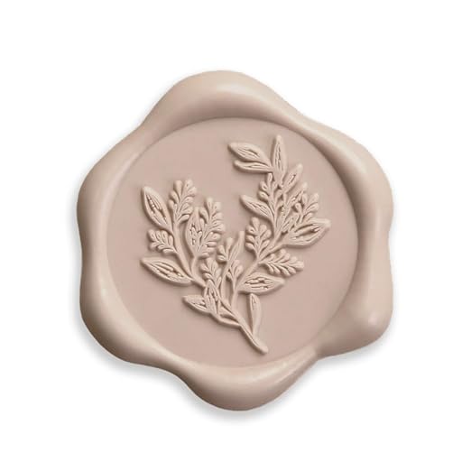 UNIQOOO Wax Seal Stickers - Eucalyptus Wedding Invitation Envelope Seal Stickers, 100 Pcs Self- Adhesive Taupe Stickers, Perfect for Invitation, Christmas, Gift Wrapping, Party