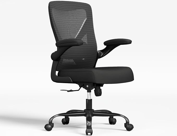 Ergalithic Office Chair: Mesh Ergonomic Desk Chair with 3D Lumbar & Swivel | 330LBS Computer Chair-Executive Task Chairs with Flip-up Arms Home Office Chairs Gaming Chair for Long Hours(Black-Pack of 8)
