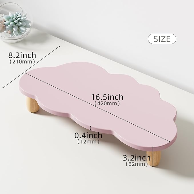 AFOOYO Monitor Stand Riser,Cloud Shape Wood Computer Monitor Stand, 16.5IN Monitor Stand Riser, Multi-Purpose Desktop Organizer Riser for Computer,Laptop,Printer,TV,Purple
