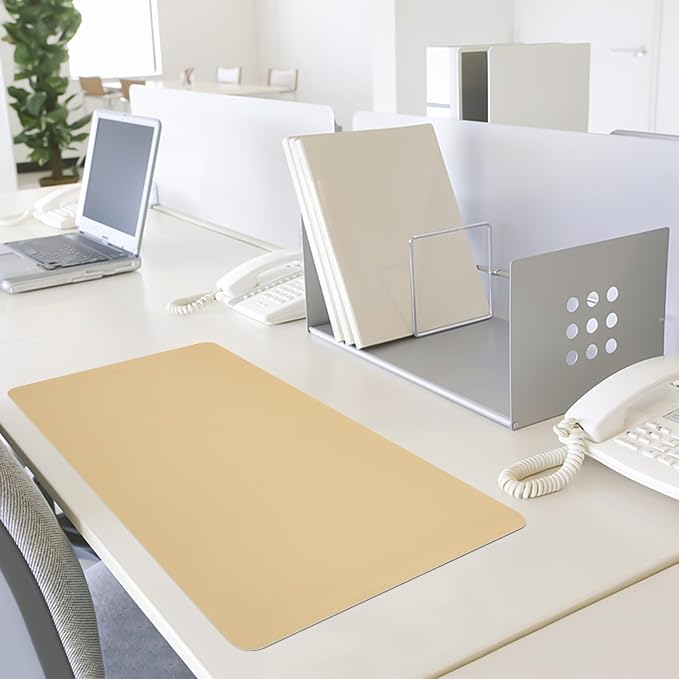 Non-Slip Desk Pad Mat, Leather Desk Mat for Desktop Latte, Waterproof Computer Mouse Mat Desktop Protector for Office/Home, 23.6" x 13.7"