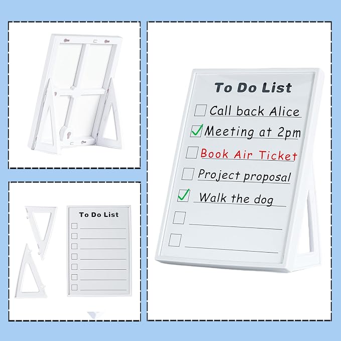 Desktop Dry Erase Board, Small Whiteboard with Stand, A5 Size 8.3 x 5.8 Inches with A Dry Erase Marker, Detachable Stand & to Do List Card (A5)