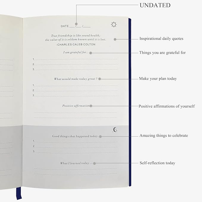 The Gratitude Journal - A Few Minutes a Day for More Happiness, Optimism, Affirmation & Reflection - An Effective Manifestation Guide Journal, Undated Daily Journals for Women & Men