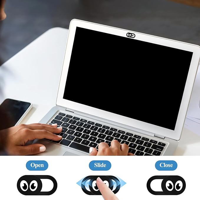 8PCS Webcam Cover Slide Laptop Camera Cover Ultra Thin Laptop Camera Cover, Phone Computer Camera Cover Slide Web Cam Privacy Cover Camera Blocker for Cell Phone Desktops Pc Tablet (Black)