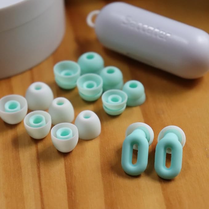 Focus Plus Earplugs with Double Tips – Reusable Silicone Ear Plugs for Sleep, Focus, Travel, Misophonia, 23 dB Noise Reduction + 5 dB with Double Tips (Cyan, Pack of 1)