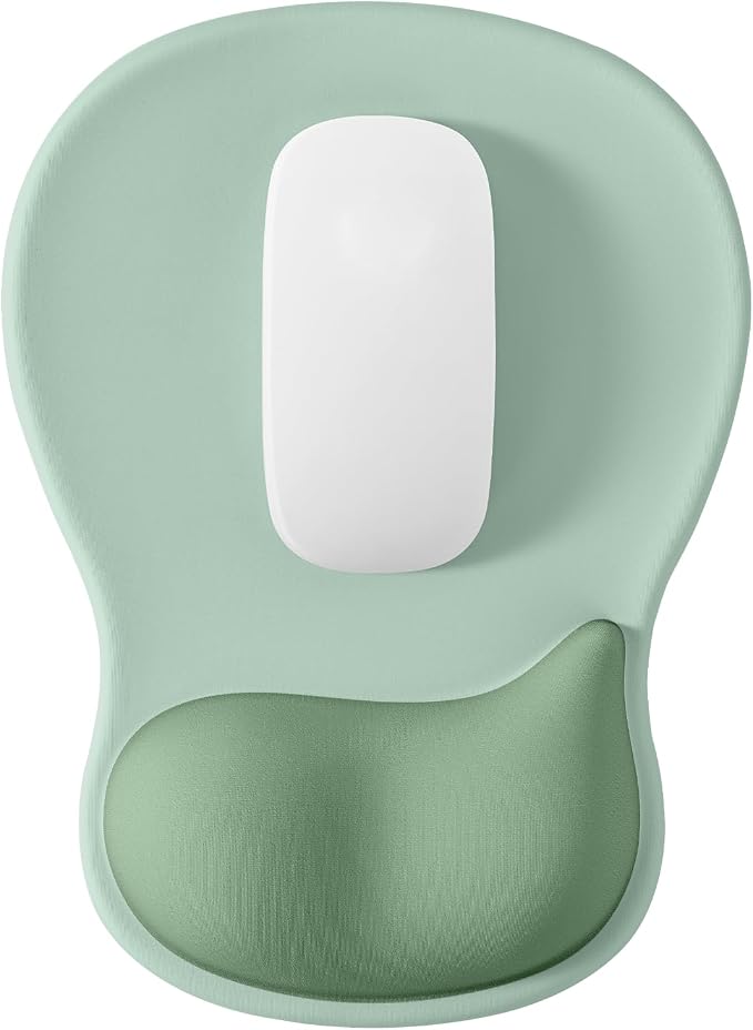 EooCoo Ergonomic Mouse Pad with Gel Wrist Rest Support Middle Concave Design, Relieve Wrist Pain Mousepad, Non-Slip Base for Laptop, Office Desk Accessories, Carpal Tunnel Syndrome-Avocado Green
