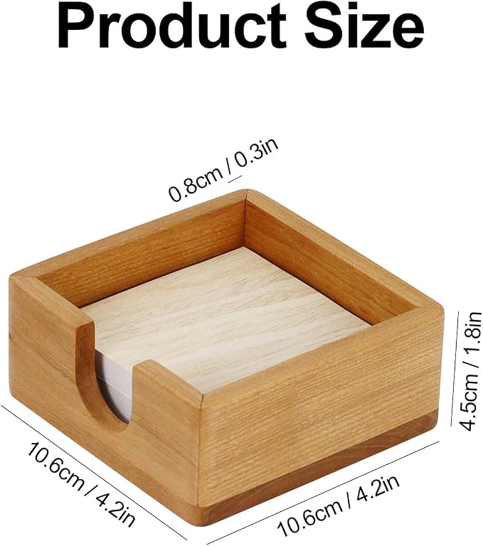 MultiBey Cherry Wood Sticky Note Holder, Self -Sticky Note Pad Holder, Thicked Wooden Post it Note Dispenser Memo Pad Holder, Desktop Accessories Organizer for Office School Home