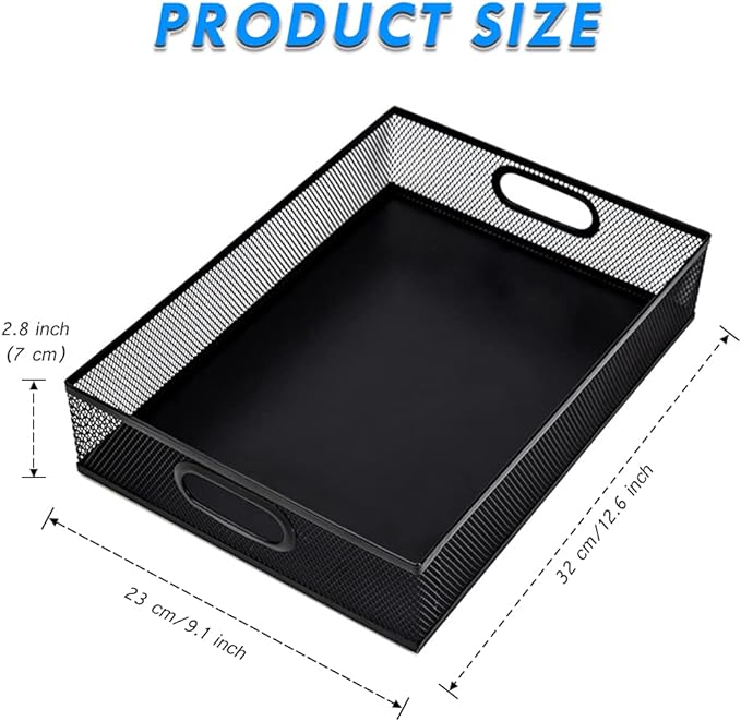 Desk Drawer Organizer, A4 Large Metal Mesh Desk Organizer Tray, Versatile Storage Box Set for Office Home Supplies,13 x 9 inches