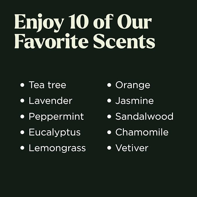 Lagunamoon Essential Oils Set, 10 Piece Aromatherapy Oil in Portable Bag - Diffusers, Humidifiers, Yoga, DIY Cleaning Products, Candle Making - Peppermint, Tea Tree, Lavender, Eucalyptus (10mL)