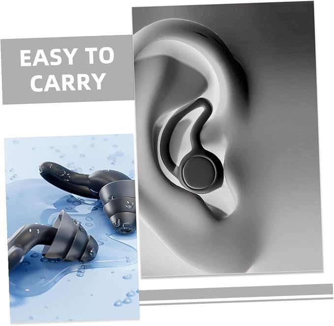 PRETYZOOM 2pcs Silicone Noise Cancelling Comfortable for Airplane Pressure Reduction Work Study Noise Blocking Black