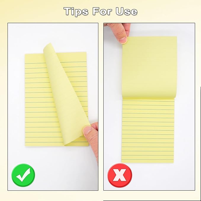 9 Pack Lined Sticky Notes 4x6 in Post, Yellow Large Notepads with Lines, Strong Adhesive, Self-Stick Pads for Office, Home, School