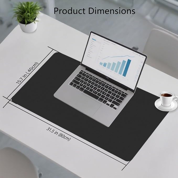 Dual-Sided Desk Pad with Mini Keyboard Brush, 31.5'' x 15.7'' Natural Cork & PU Leather Desk Protector Mat, Waterproof Non-Slip, Computer Desk Mat, Desk Matt for Desktop for Office and Home Work