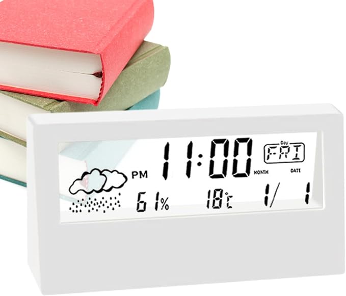 Clear Display Clock – Creative Bedside Digital Alarm Clock, Multifunctional Time Monitor | Transparent Tabletop Clock with Screen, Temperature and Humidity Display for Home and Desk Decor