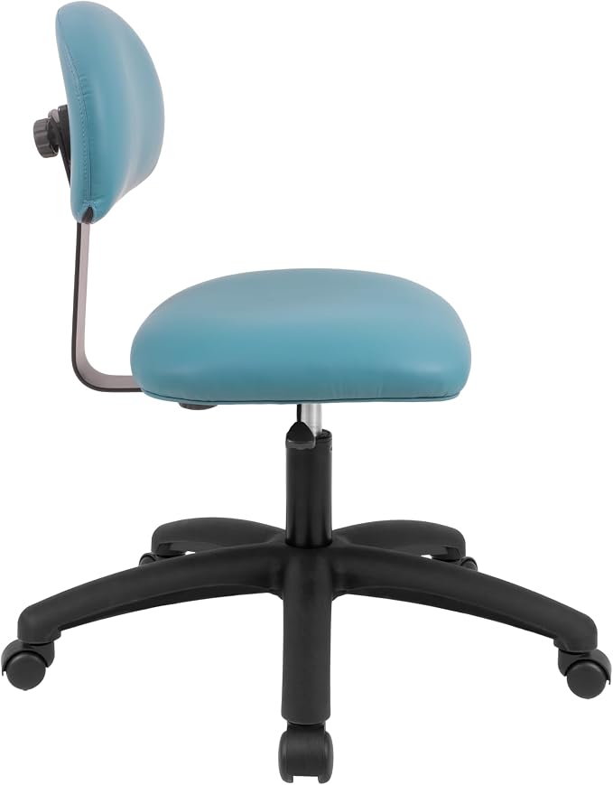FSS Series Square seat Low (17"-22") seat Height Chair. Vinyl-for Office, Garage, Desk, Shop, Computer, Doctor, Medical, Easy to Clean! No Footring (Aqua, Low, _Standard Casters)