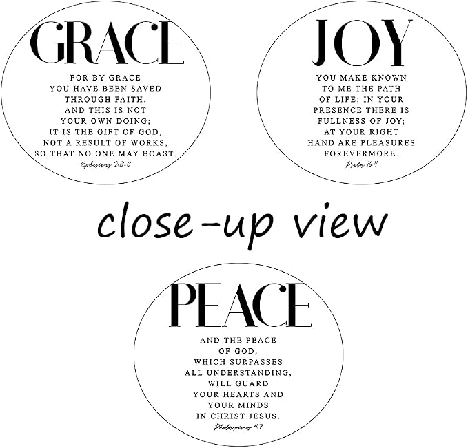 3 Piece Inspirational Wall Art White Motivational Mindset Picture, Quote "Grace Joy Peace" Canvas Print for Christian Gifts, Triptych Entrepreneur Poster Framed Artwork for Home Wall Decor(36"Wx24" H)