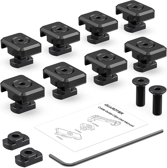 Guardtier CGM909 Pressure Switch Cable Guides Compatible with M-LOK System, Flashlight Laser Wire Management Clips 8 Pack - Black (Black)