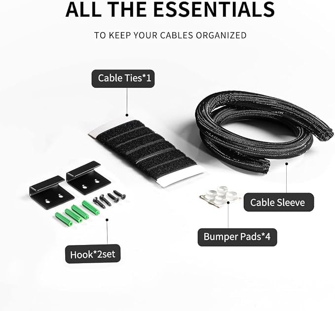 Large Cable Management Box-Stylish Wire Organizer, Wire Concealer and Wire Management Box-Wire Management Box with Protective Sleeve (Black)