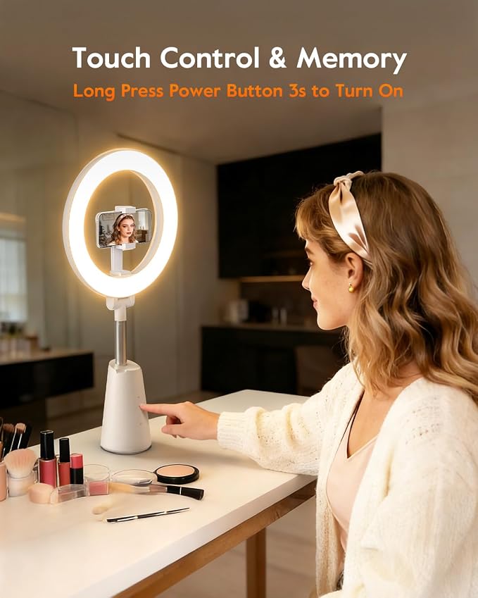 Ring Light for Makeup and Video Recording, 11" Desk Ring Light with 13.5" Stand & Phone Holders, Touch Control, Dimmable LED Selfie Light for Makeup, Video, Zoom Calls, Live Stream, YouTube&TikTok