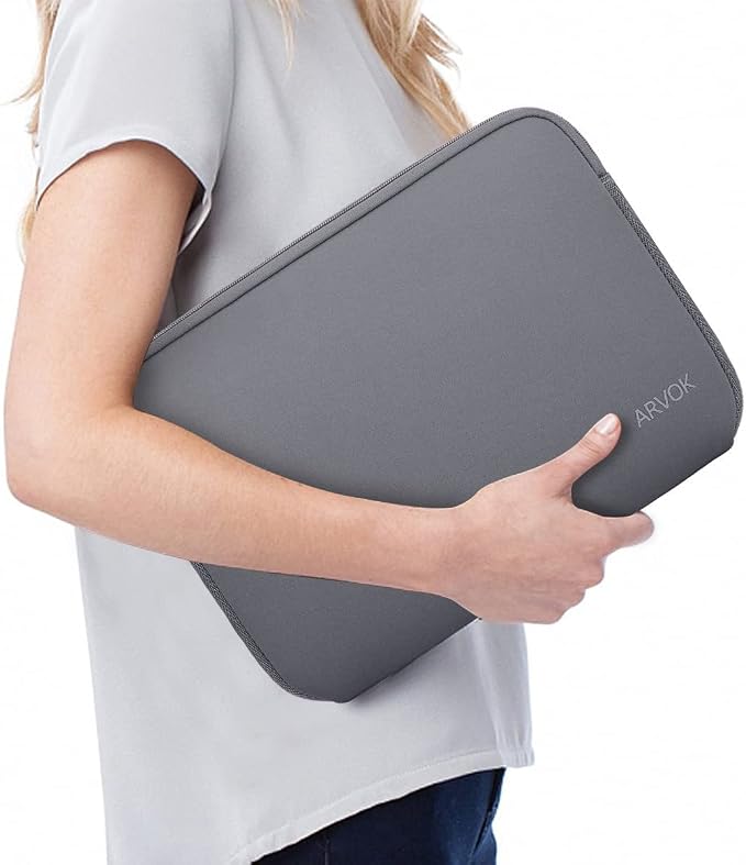 Arvok 11 11.6 12 Inch Laptop Sleeve Case for MacBook Air 12, Water-Resistant Neoprene Notebook Computer Tablet Sleeve, Carrying Bag Cover for Chromebook/HP/Dell/Lenovo/Asus/Acer, Gray