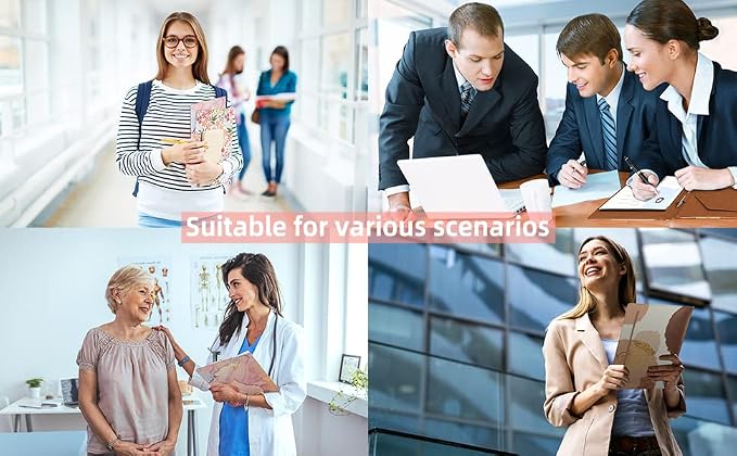Leather Portfolio Binder Folder Storage Clipboard Pink Padfolio for School Side Straps Document Organizer