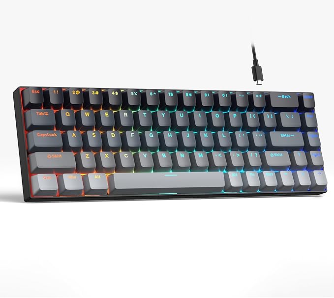 MageGee Portable 60% Mechanical Gaming Keyboard, RGB Backlit Compact 68 Keys Mini Wired Office Keyboard with Red Switches for Laptop PC Mac - Gradient Black